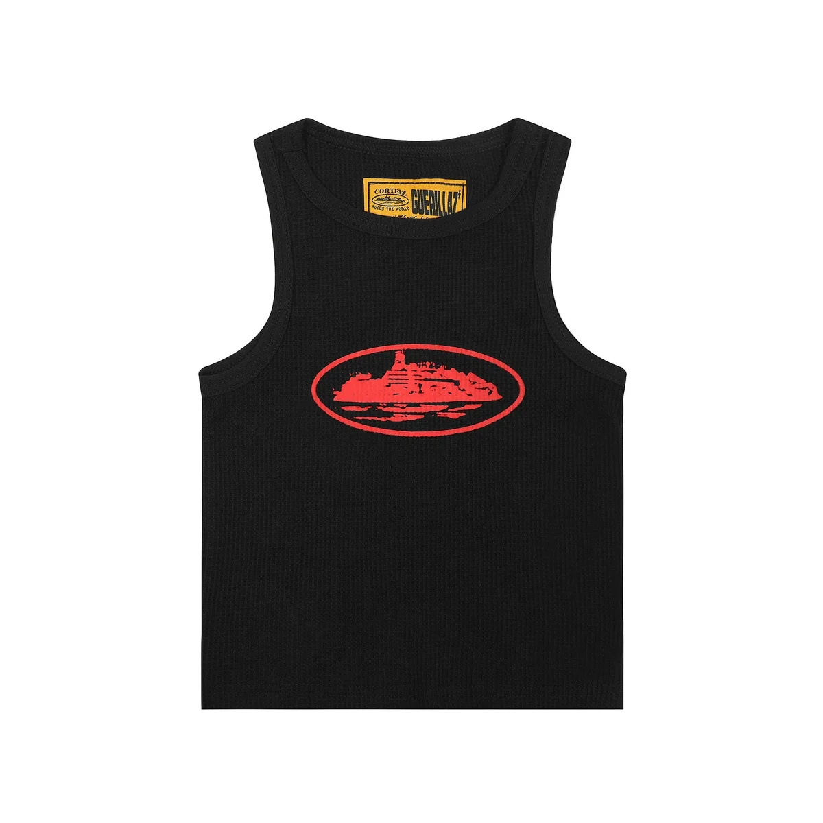 Corteiz Cortez Guerrilla AZ Black Tank Top with Red Logo Black - 1