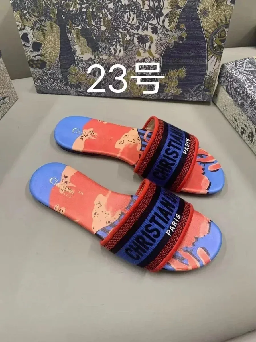 Dior Christian Dior Printed Slide Sandals Multicolor - 1