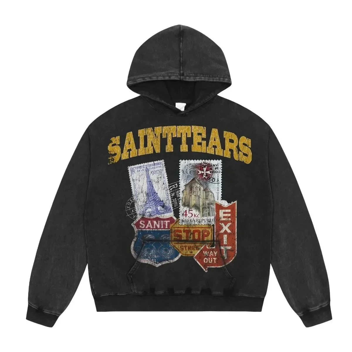Other Saint Tears Vintage Print Hoodie Black Black - 1