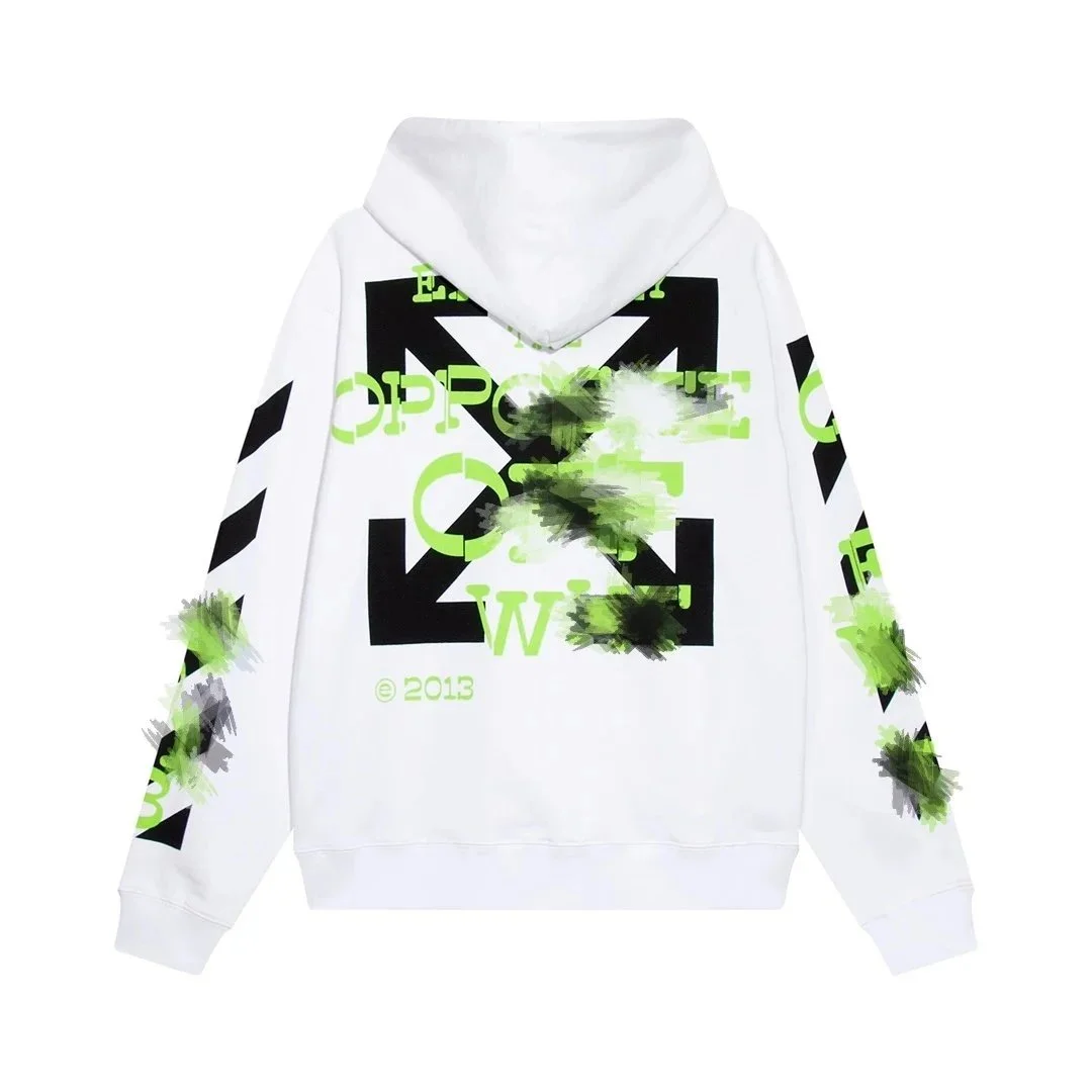 Off-White Off-White Out Of Office White Hoodie with Green Print White - 1