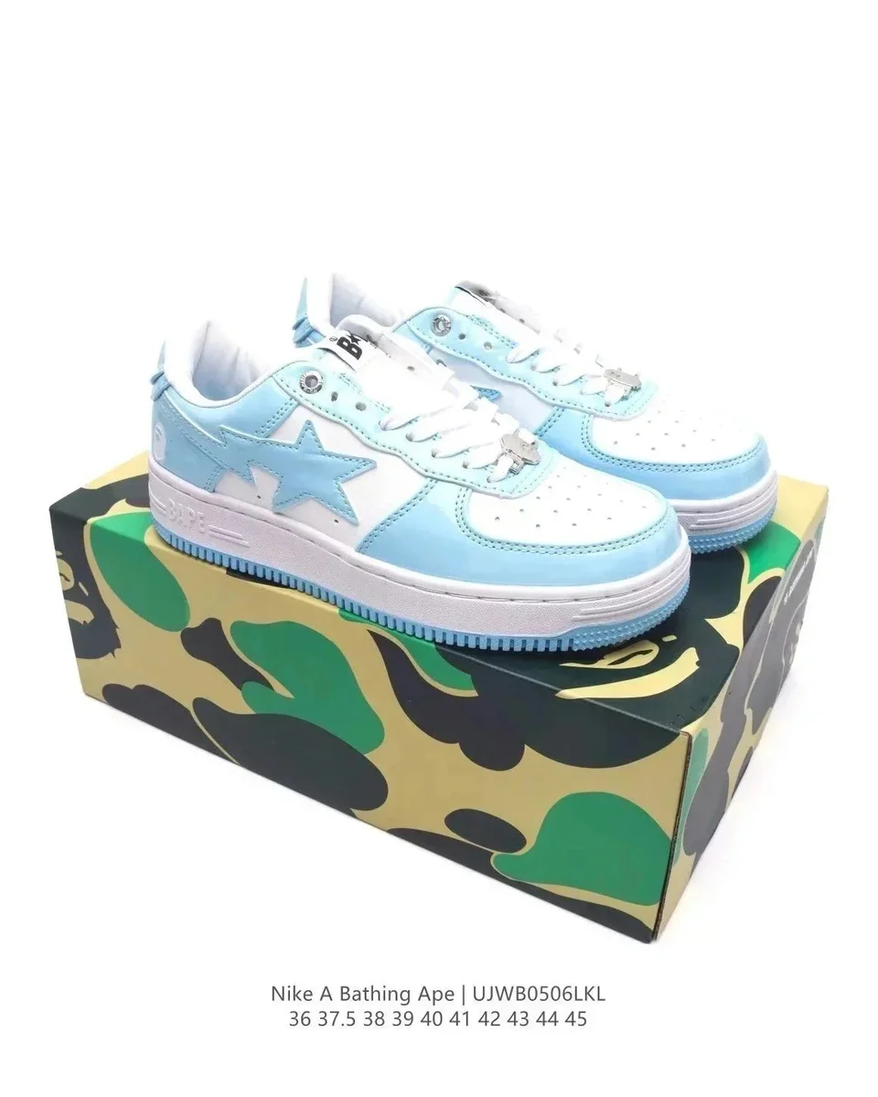 A Bathing Ape A Bathing Ape BAPE STA White/Light Blue Sneakers Blue - 1