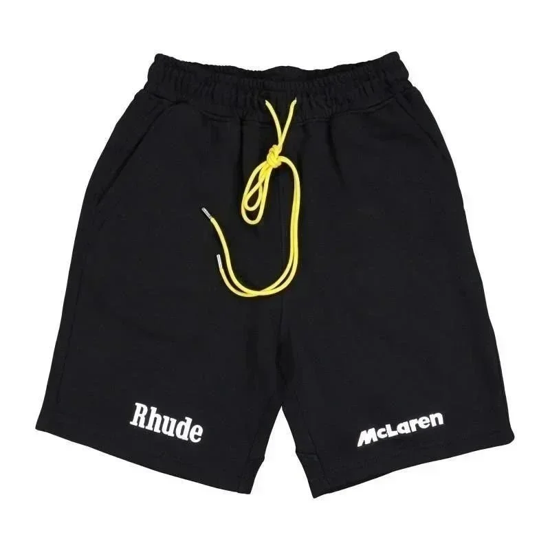 Rhude Rhude Rhecess Black Shorts with Yellow Drawstring Black - 1