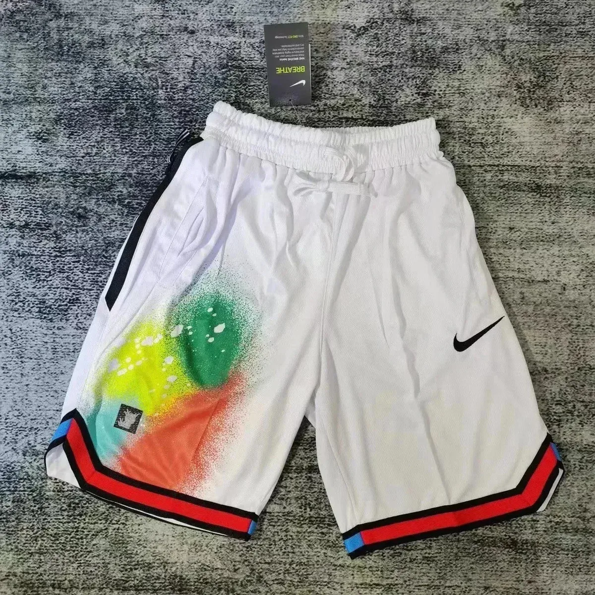 Nike Nike White Multi-Color Spray Paint Shorts White - 1