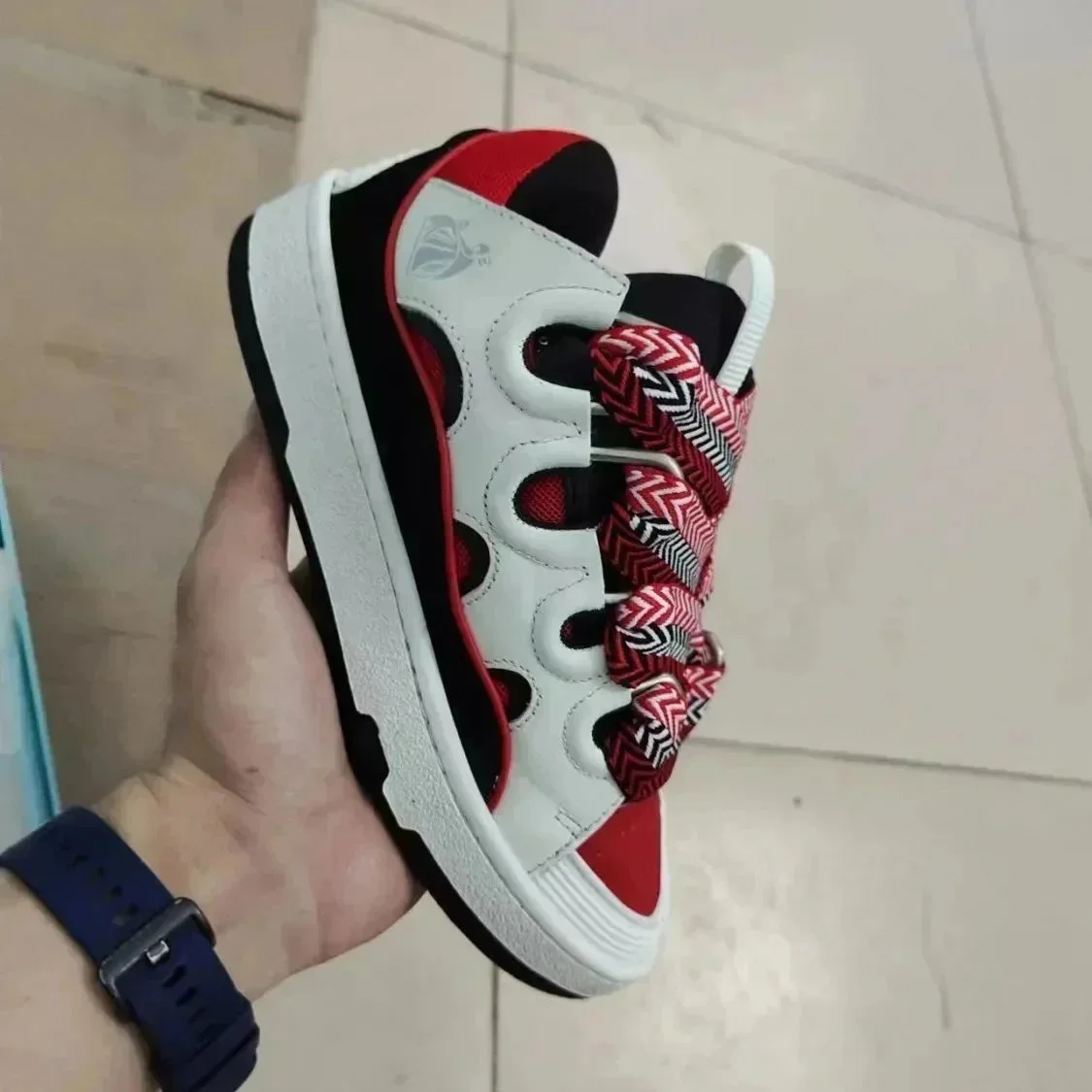 New Balance Unisex Red & White Sneakers with Unique Cutouts Red - 1