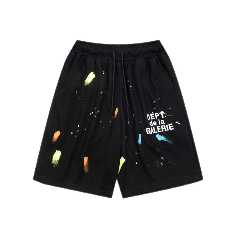 Gallery Dept. Black Paint Splatter Shorts with Dépt. de la Galerie Print Black - 1