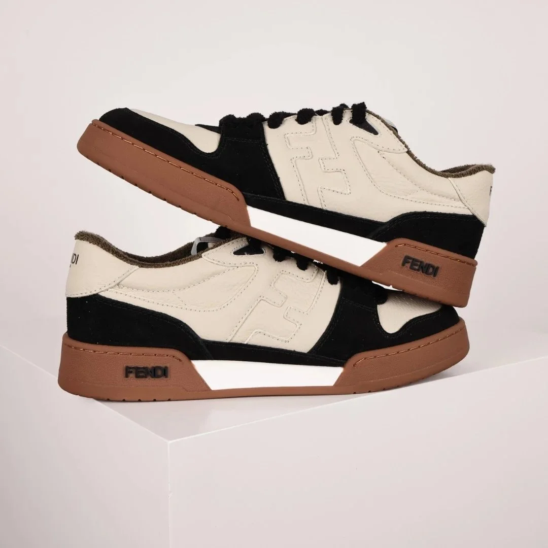 Fendi Fendi White/Black Leather Sneakers White - 1