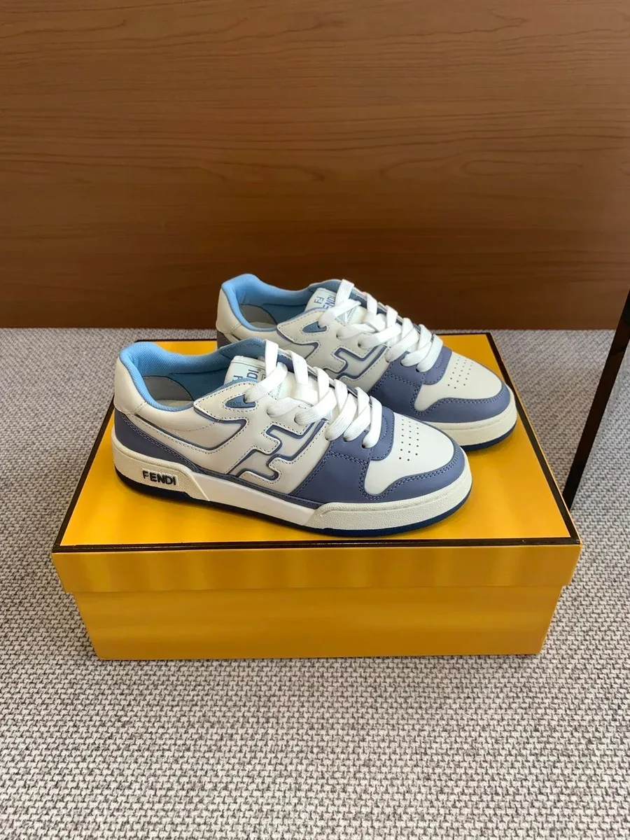 Fendi Fendi White & Blue Low Top Sneakers White - 1