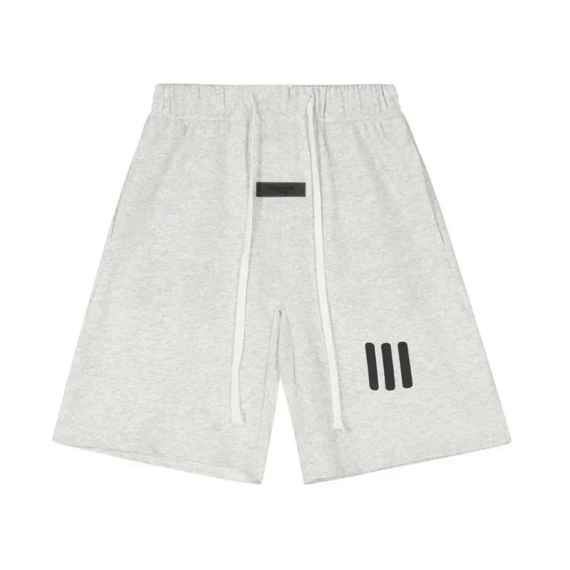 Essentials Light Grey Cotton Drawstring Shorts Grey - 1