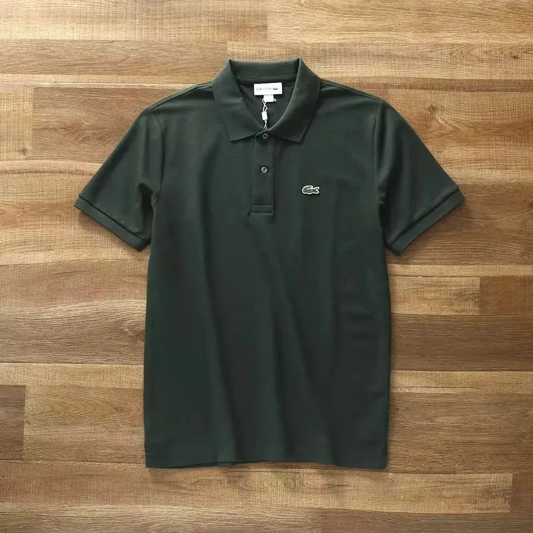 Lacoste Lacoste Polo Shirt Olive Green Solid T-Shirt Green - 1