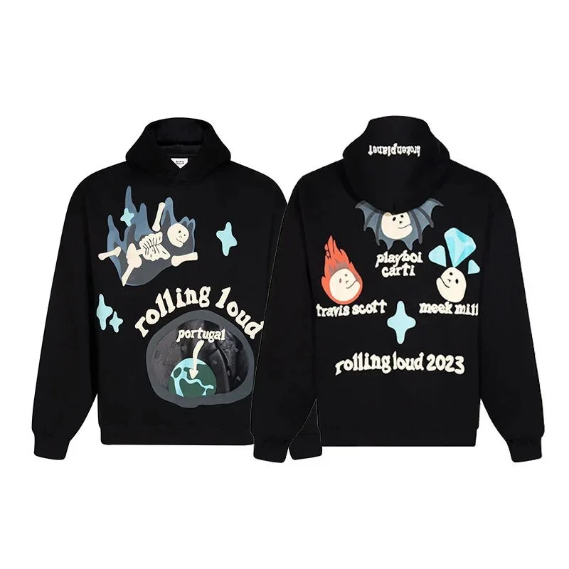 Other Black Rolling Loud 2023 Hoodie with Graphic Print Black - 1
