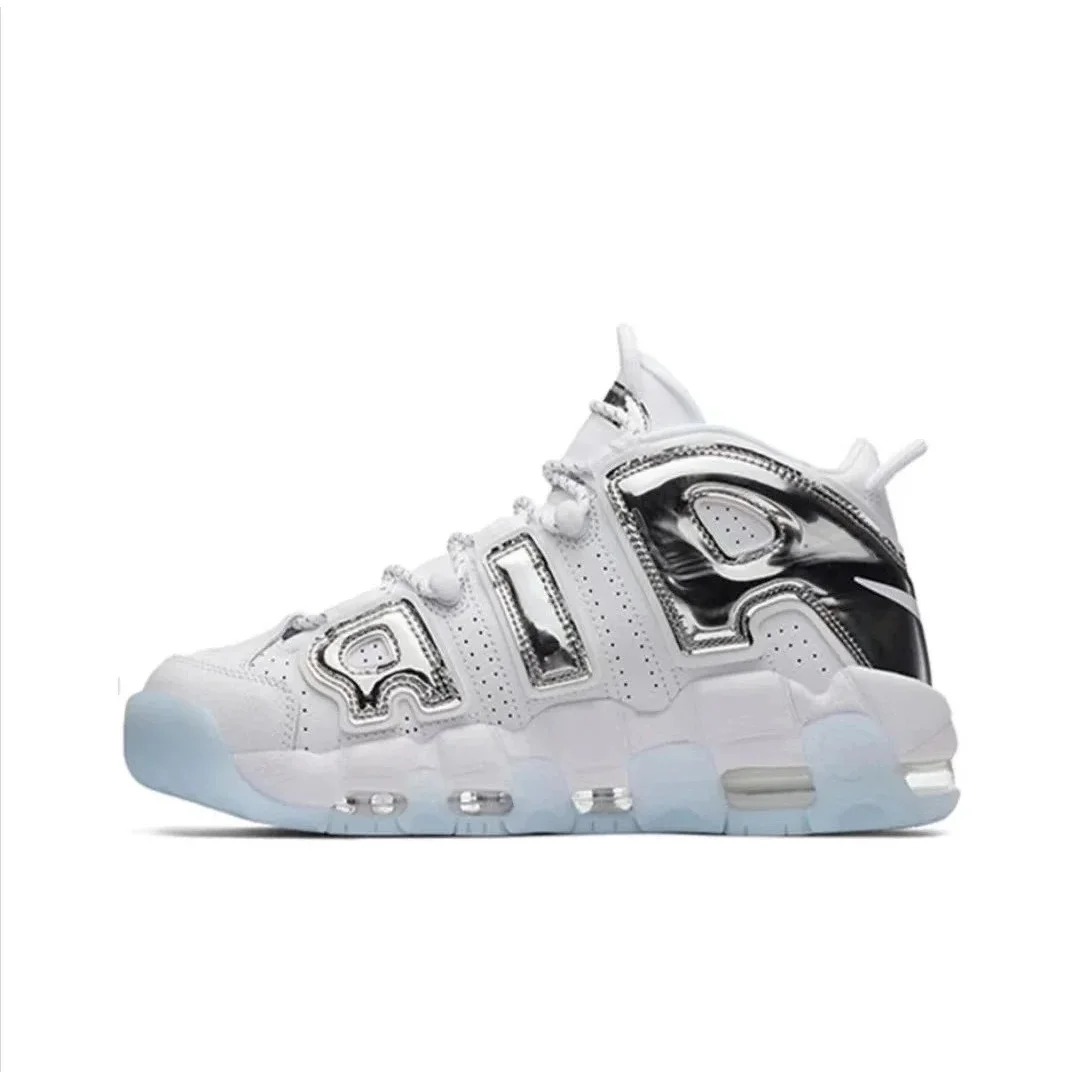 Nike Nike Air More Uptempo White Metallic Silver Sneakers White - 1