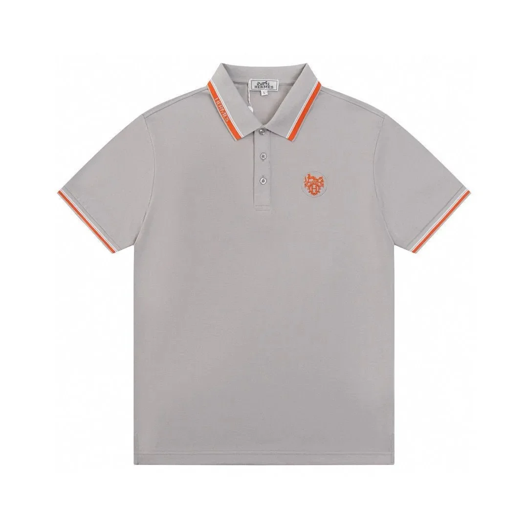 Hermès Hermès Grey Polo Shirt with Orange Trim Grey