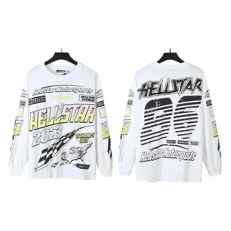 Hellstar Hellstar Studios 2023 Motorsports Long Sleeve T-Shirt White White - 1