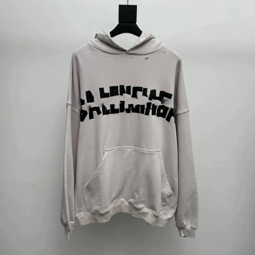 Balenciaga Balenciaga Distressed Hoodie Grey Grey - 1