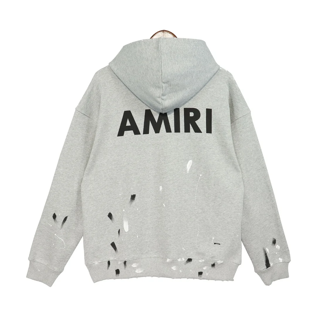 Amiri Amiri Grey Paint Splatter Hoodie Grey - 1