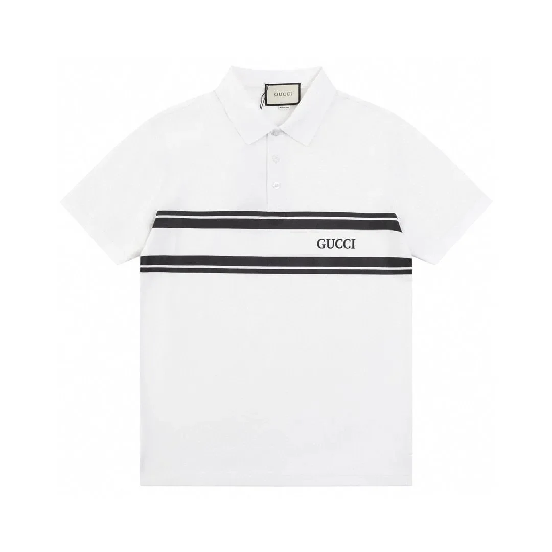 Gucci Gucci White Polo Shirt with Black Stripes White - 1