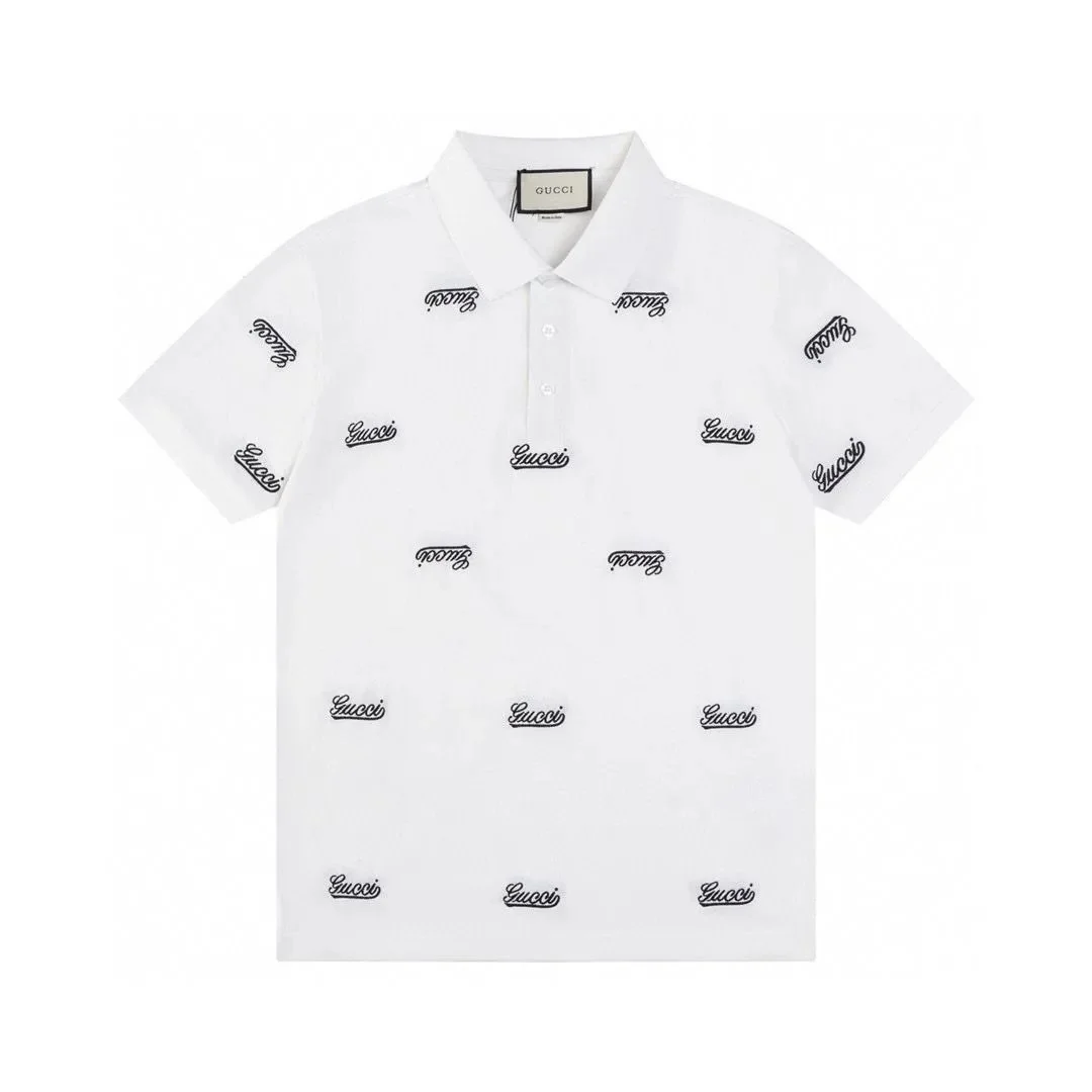 Gucci Gucci White Logo Embroidered Polo Shirt White - 1