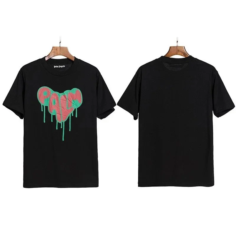 Palm Angels Palm Angels Bear Black T-Shirt with Pink & Green Heart Print Black - 1