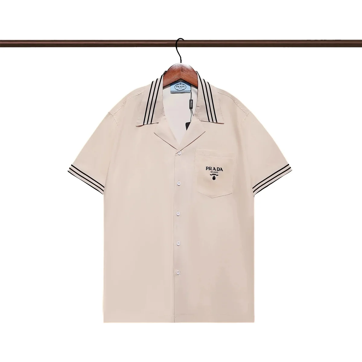 Prada Prada Beige Logo Short Sleeve Shirt Beige - 1
