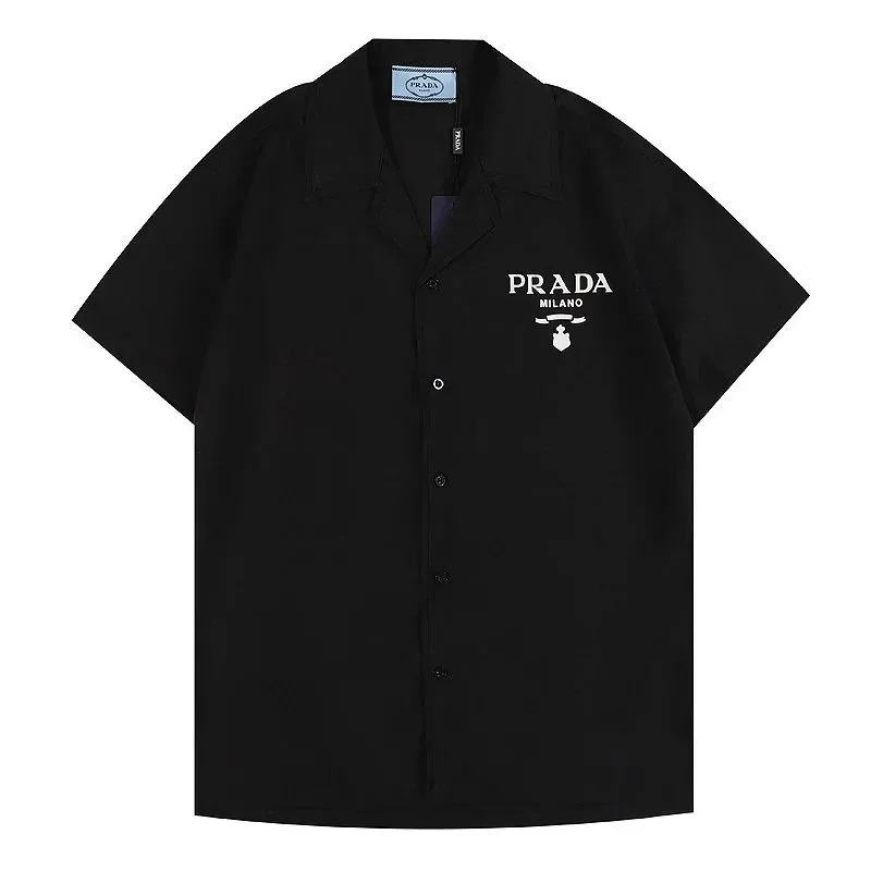 Prada Prada Black Logo Print Short Sleeve Shirt Black - 1