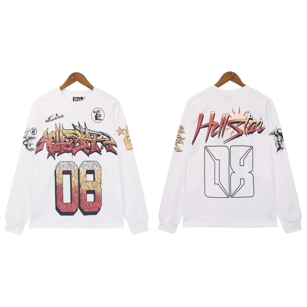 Hellstar Hellstar White '08' Long Sleeve T-Shirt White - 1