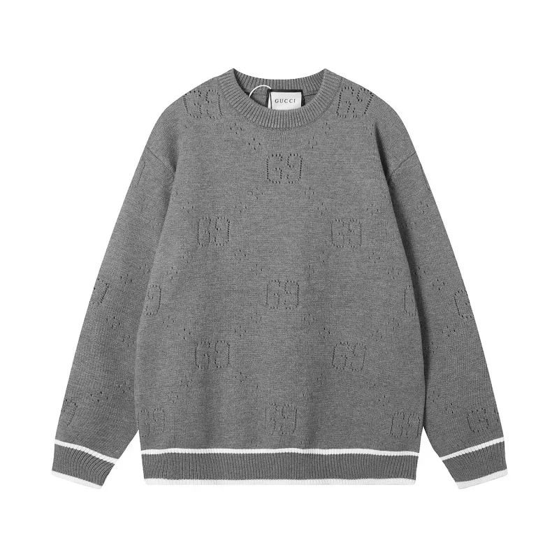Gucci Gucci Grey GG Logo Knit Sweater Grey - 1