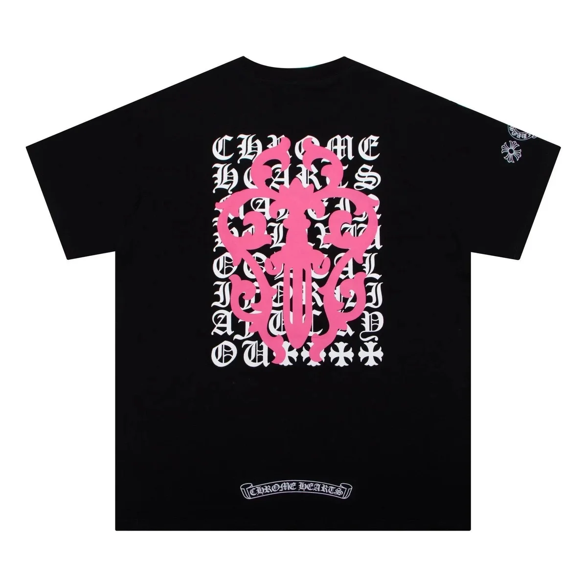 Chrome Hearts Chrome Hearts Black Pink Floral Cross T-Shirt Black - 1