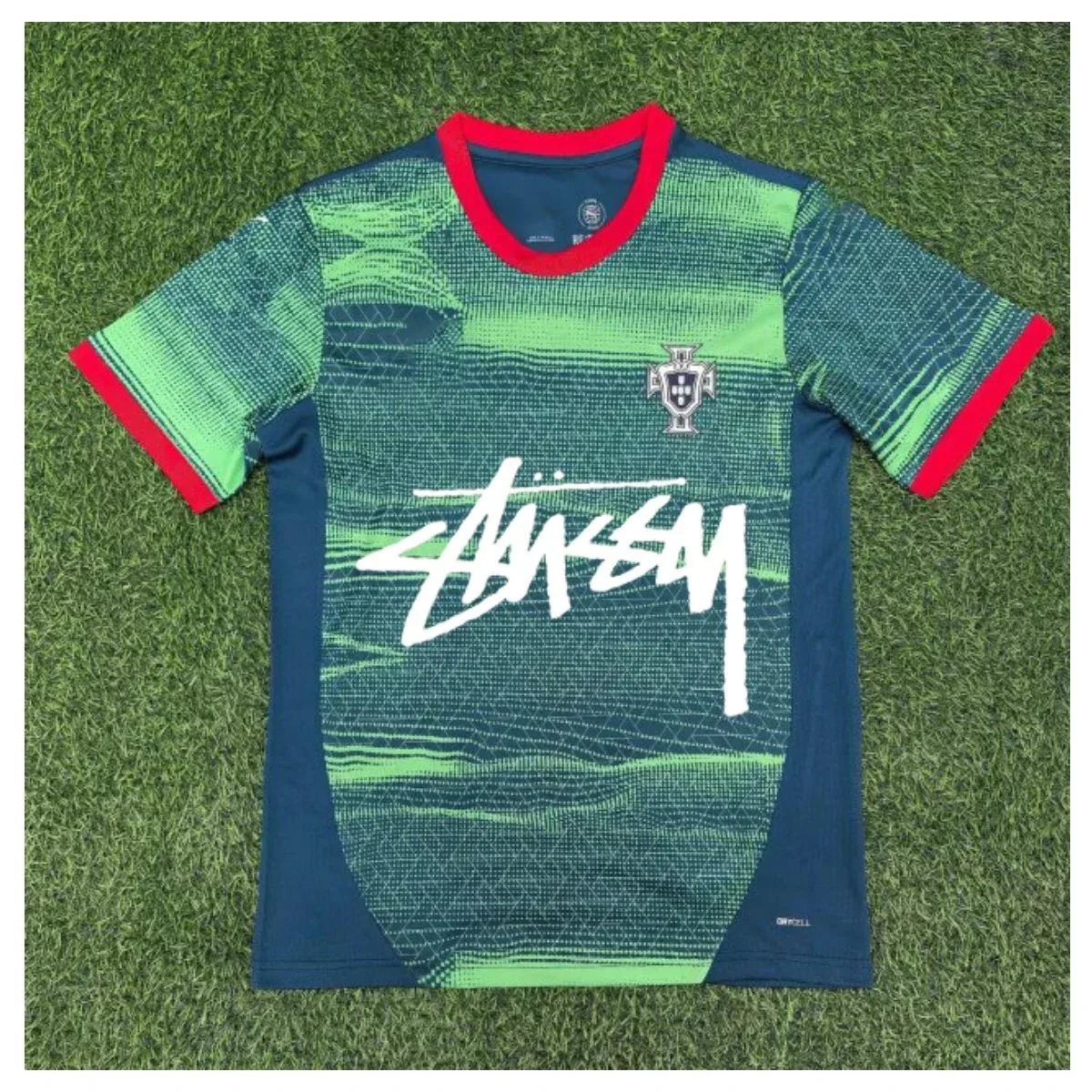 Stussy Green & Navy Jersey with Red Trim