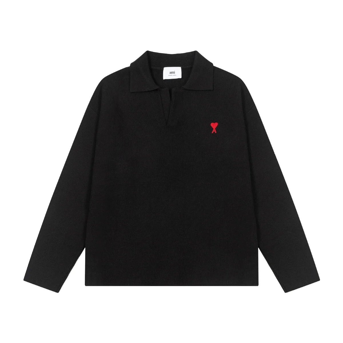 Ami Paris Ami Paris Black AM Heart Polo Sweater Black - 1
