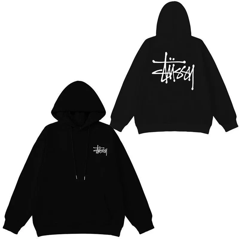 Stussy Stussy Black Hoodie with White Logo Black - 1