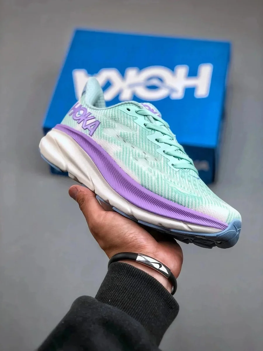 Hoka Hoka Clifton Sneakers Mint Purple Running Shoes Green - 1