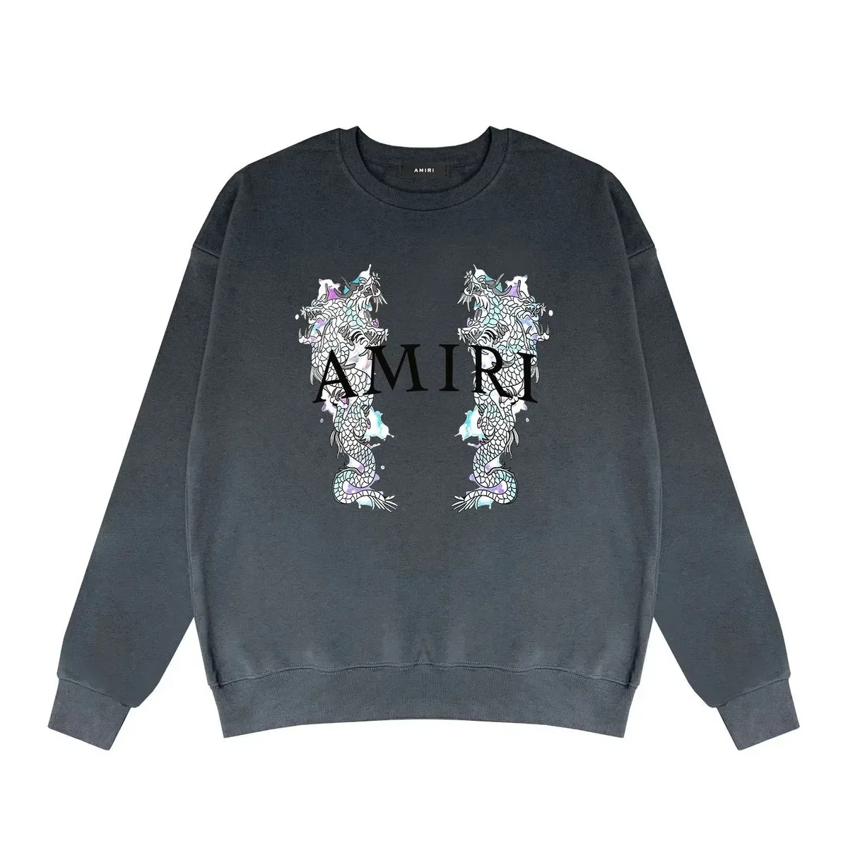 Amiri Amiri Dragon Print Crewneck Sweatshirt Navy - 1