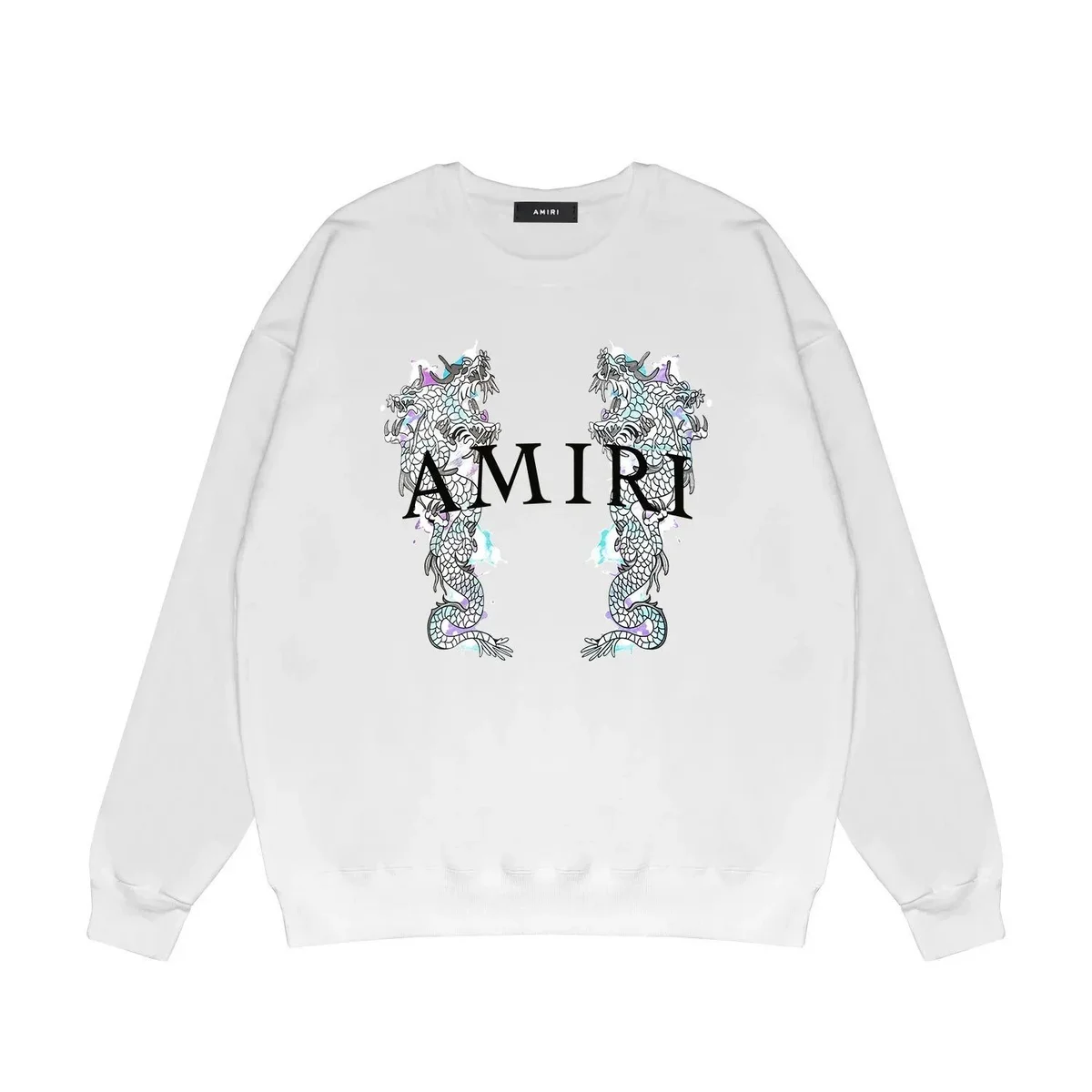 Amiri Amiri White Dragon Print Crewneck Sweatshirt White - 1