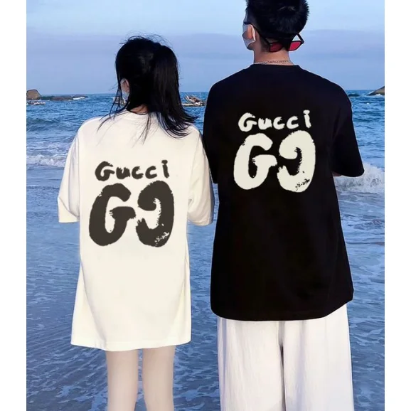 Gucci Gucci GG Logo T-Shirts (Black & White) Black - 1
