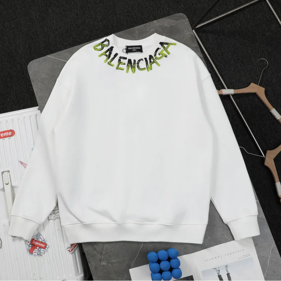 Balenciaga Balenciaga White BA Logo Crewneck Sweatshirt White - 1