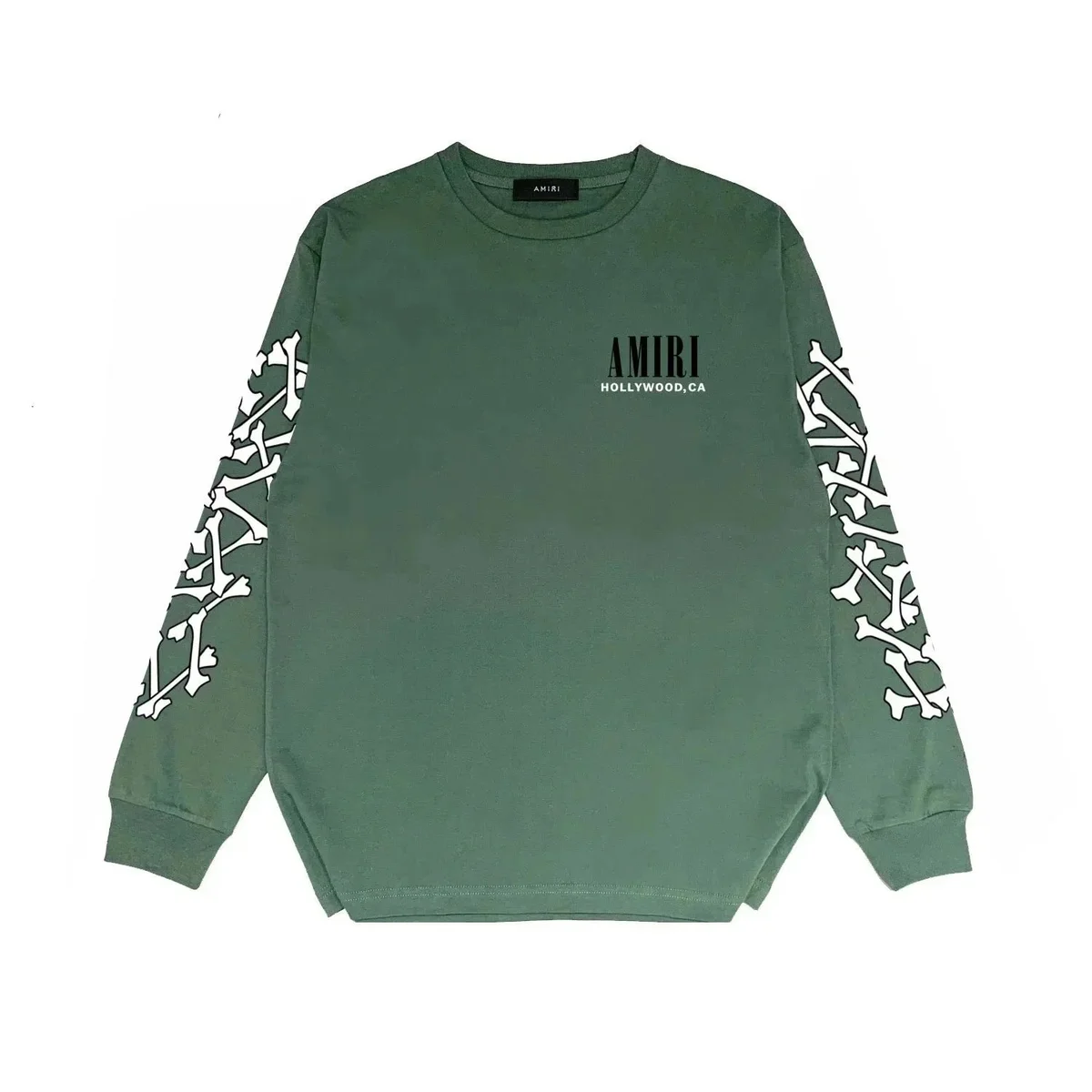 Amiri Amiri Green Bone Print Long Sleeve T-Shirt Green - 1