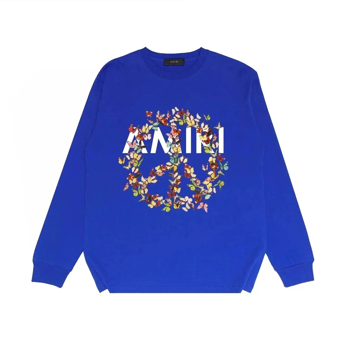 Amiri Amiri Blue Butterfly Peace Print Long Sleeve T-Shirt Blue - 1