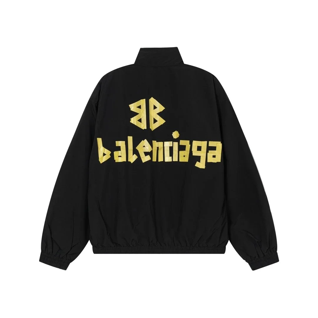Balenciaga Balenciaga Black Logo Bomber Jacket Black - 1
