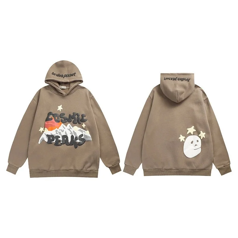 Other Cosmic Peaks Beige Hoodie with Mountain Print Beige - 1