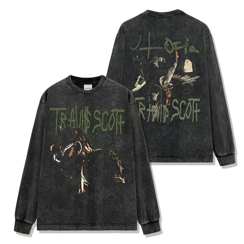 Travis Scott Travis Scott Long-Sleeve Graphic Tee Black Black - 1