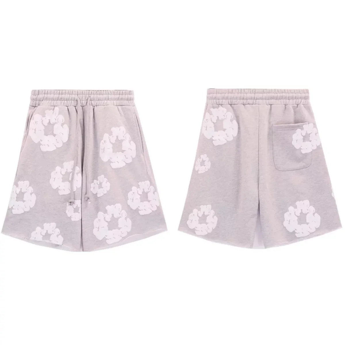 Essentials Light Grey Scrunchie Print Shorts Grey - 1