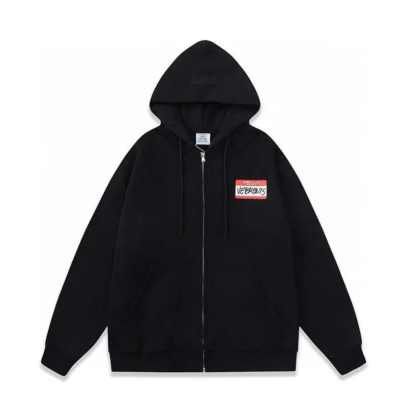 Vetements Vetements Zip-Up Hoodie Black Solid Black - 1