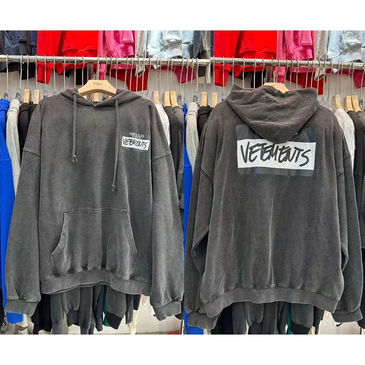 Vetements Vetements Oversized Hoodie Grey Grey - 1