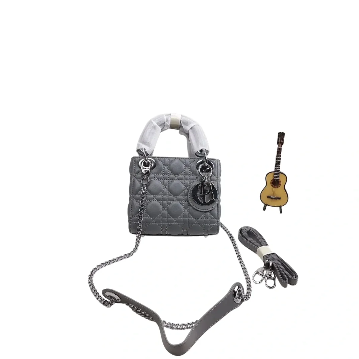 Dior Dior Lady Dior Grey Quilted Leather Handbag Grey - 1