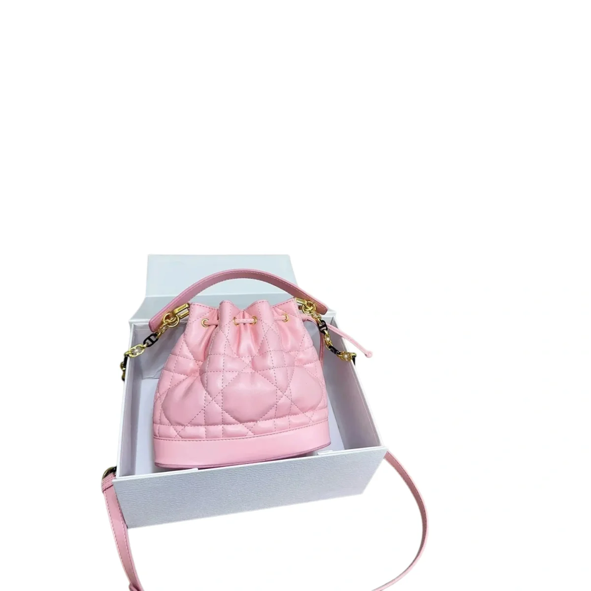 Dior Pink Quilted Bucket Bag with Chain Strap Pink - 1