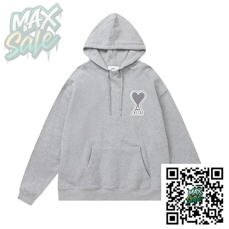 Ami Paris Ami Paris Heart Hoodie Grey Sweatshirt Grey - 1
