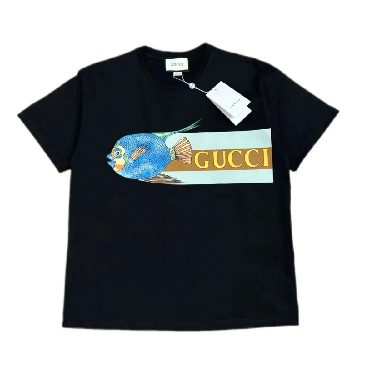 Gucci Gucci Black Fish Print T-Shirt Black - 1