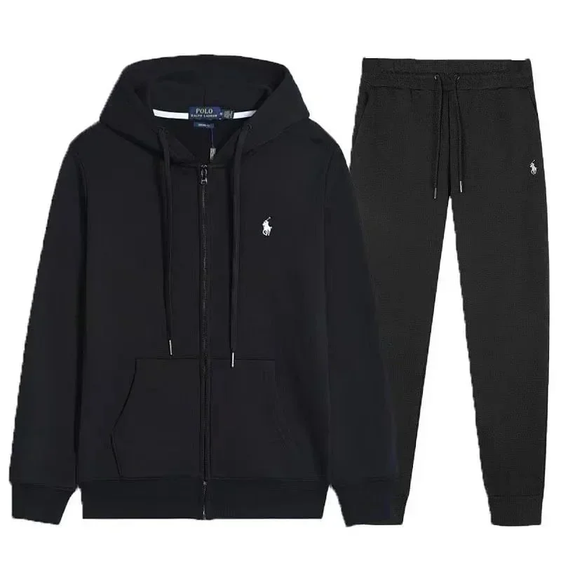 Polo Ralph Lauren Polo Ralph Lauren Black Collection Zip-Up Hoodie & Pants Set Black - 1