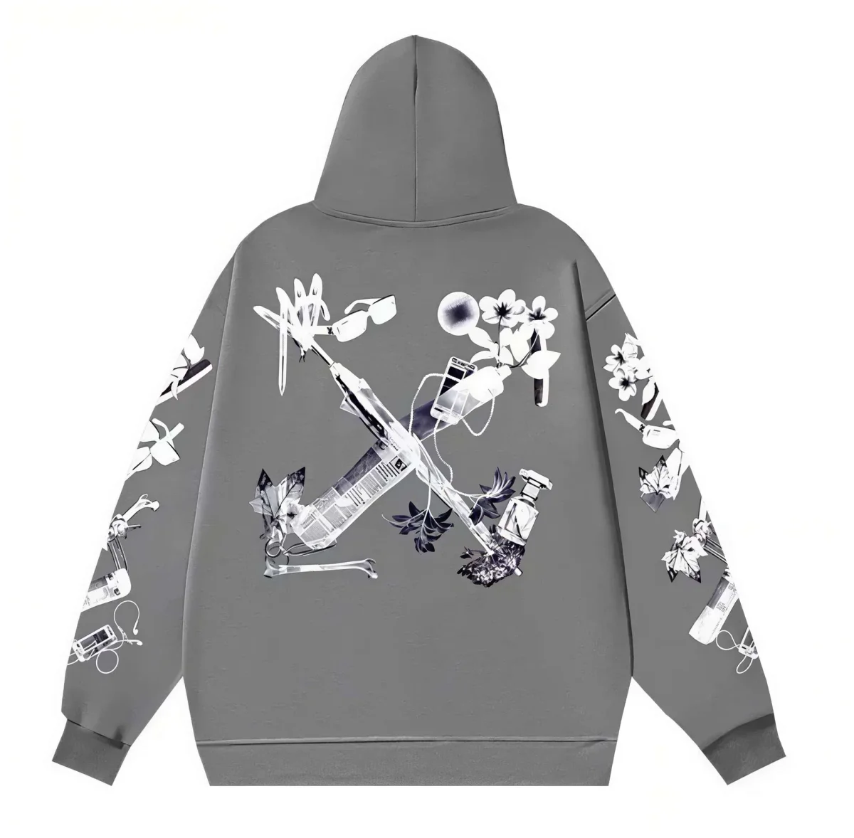 Essentials Unisex Grey Hoodie with Abstract Print Grey - 1