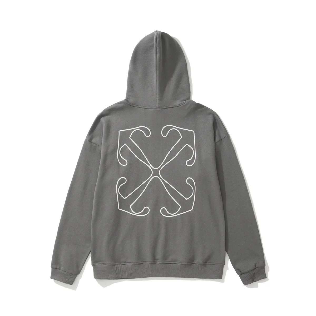 Essentials Unisex Grey Hoodie with White Graphic Print Grey - 1